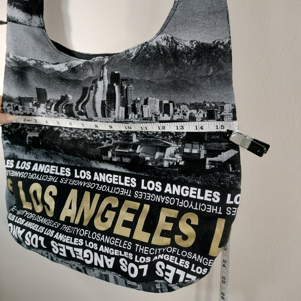 Robin Ruth Los Angeles Canvas Hobo Bag Skyline City Print Crossbody